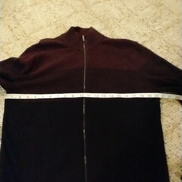 Size L mens burgundy black zip up cardigan - Picture 11 of 12
